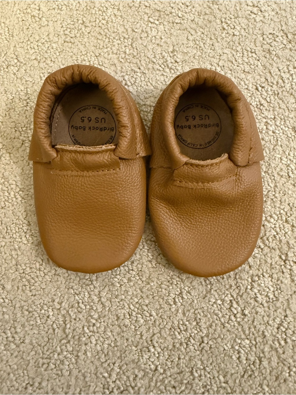 BirdRock Baby Soft Leather Moccasins Brown Slip-On Shoes US 6.5 NWOB